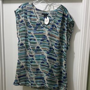 NIC+ZOE Multicolor Striped V-Neck Blouse